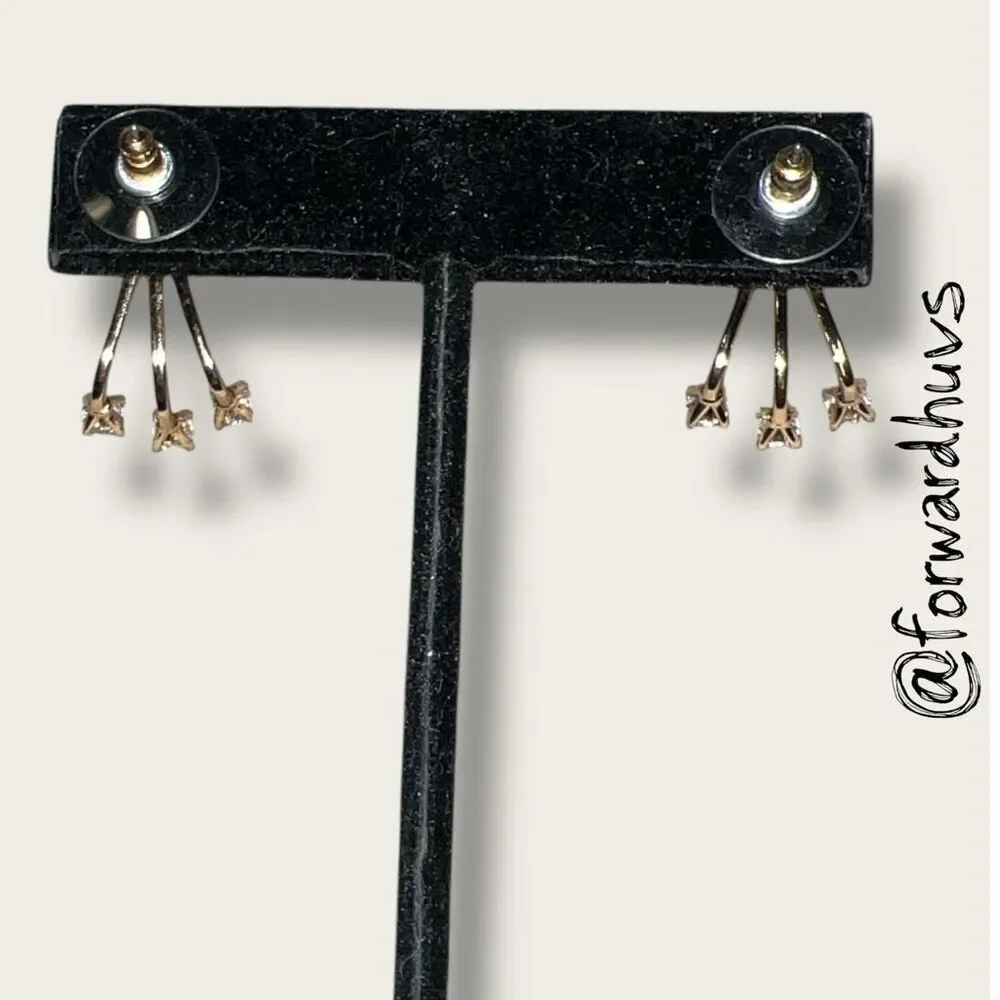 Convertible Rhinestone Earrings – 3-Piece Modular Design – Clear Stones
